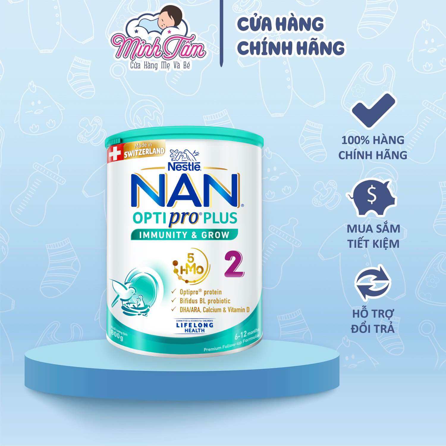 Sữa bột Nestle Nan Optipro Plus số 2 800g