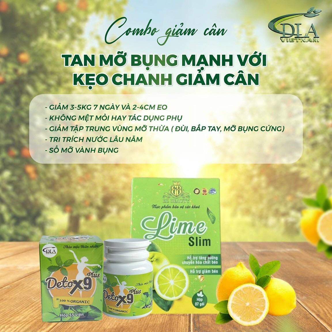 Detox9 Plus & Kẹo Chanh bộ đôi giảm cân-tan mỡ bụng