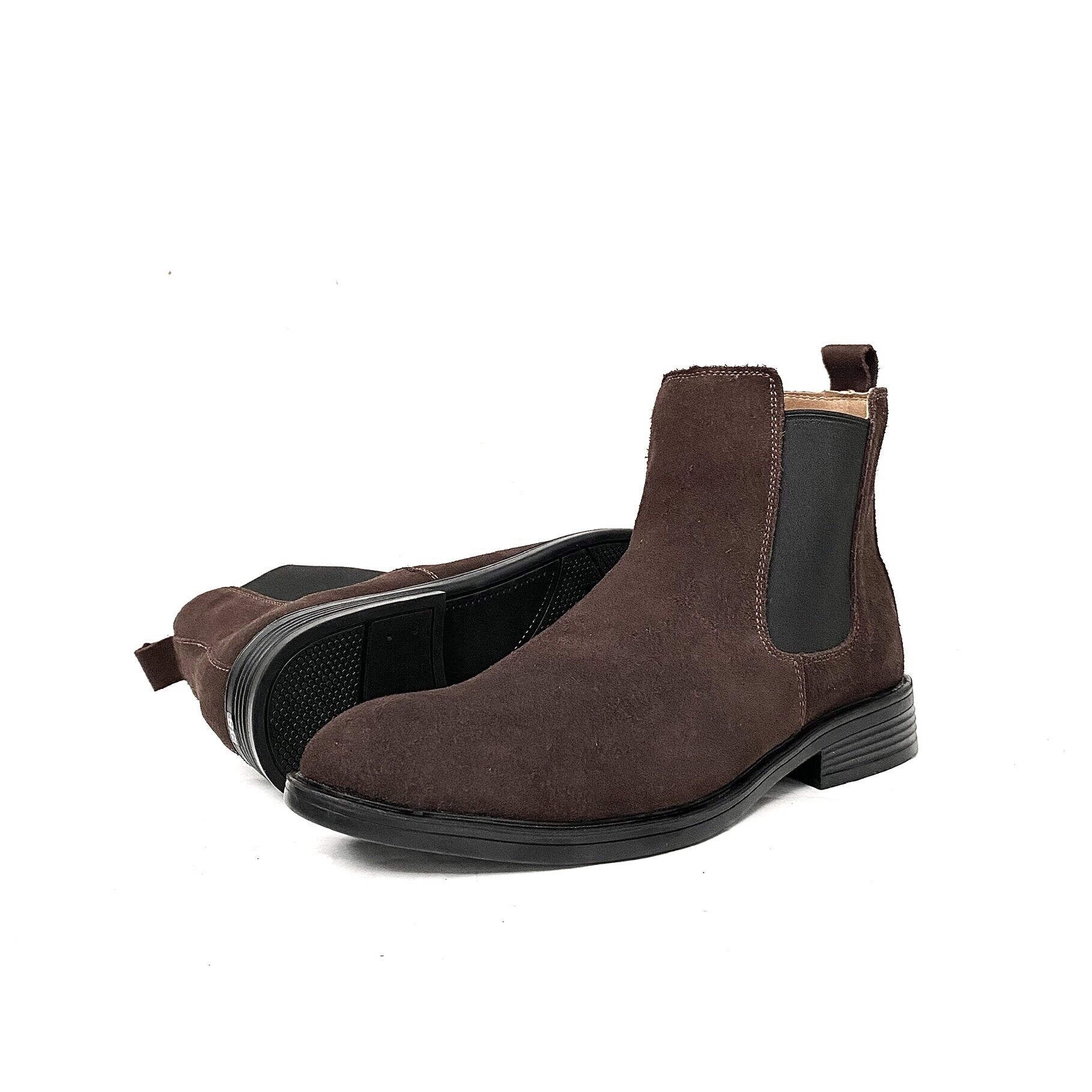 Giày nam da bò thật tefoss chelsea boot hn601 cao cổ da lộn nâu mũi tròn size 38-44