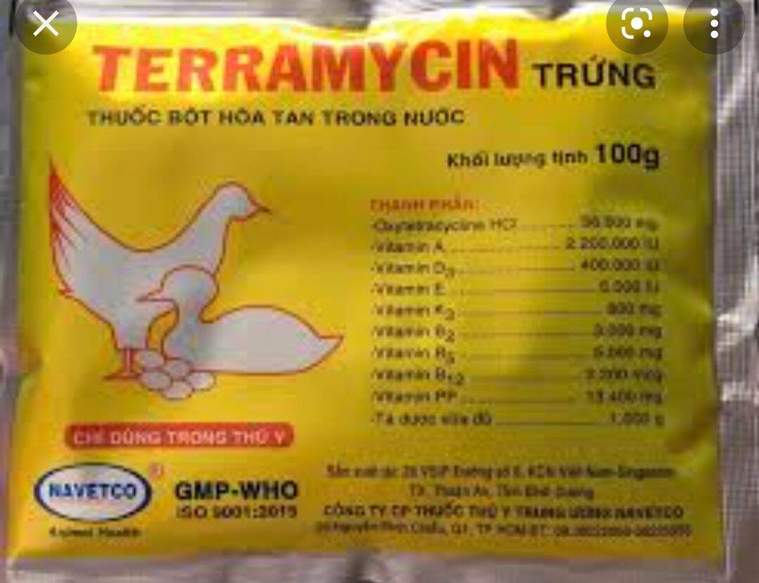 Terramycin trứng 100 gram chuyên dùng cho gà, vịt,cút đẻ