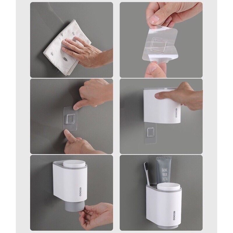 Giá cắm bàn chải đánh răng 2 cốc nam châm dán tường Ecoco - Ecoco 1905