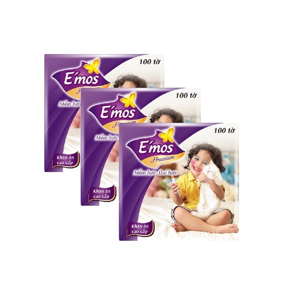 Combo 10 gói khăn giấy vuông emos loại 1 330mm*330mm