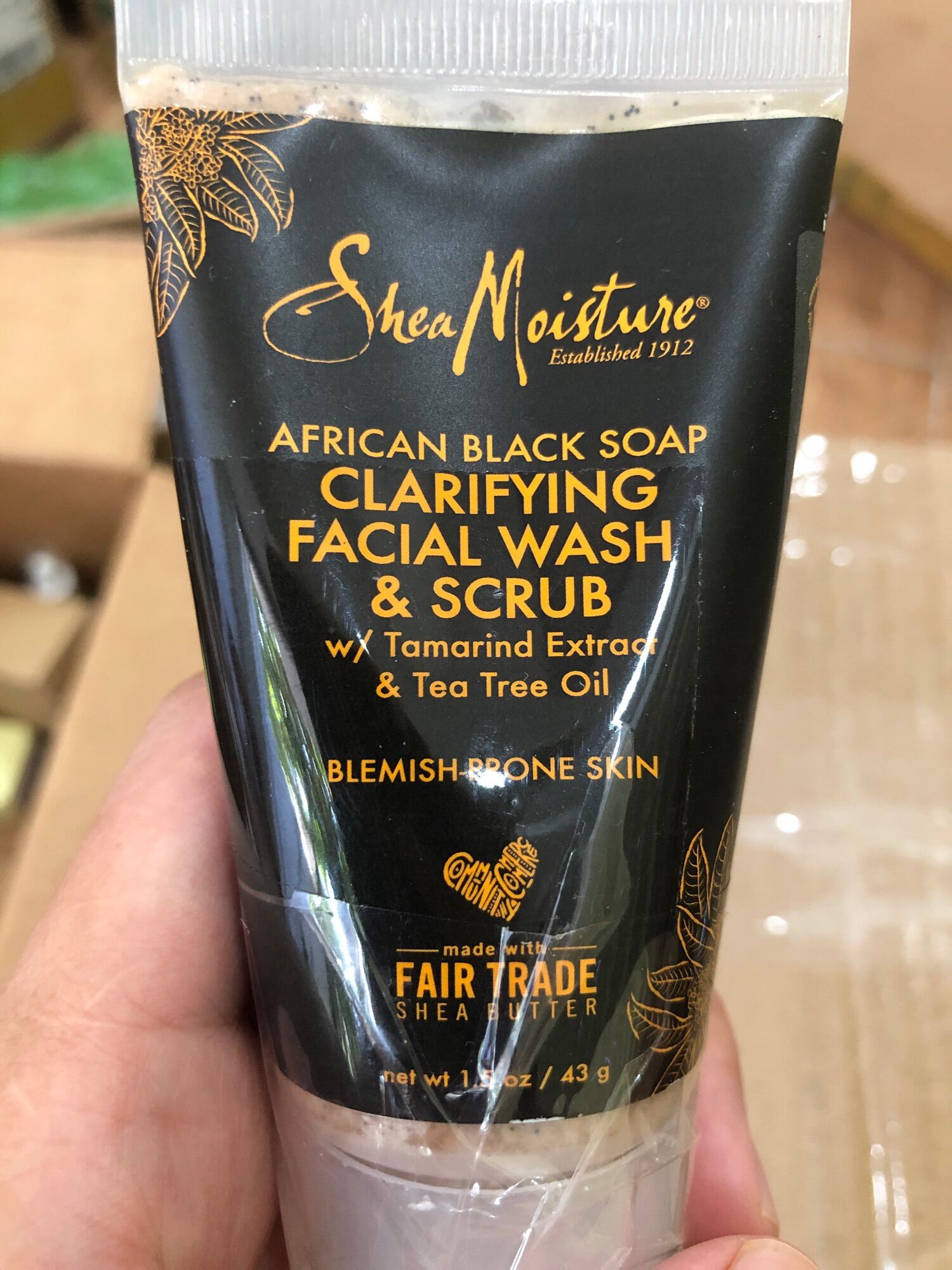 Shea Moisture 1912 AFRICAN BLACK SOAP CLARIFYING FACIAL WASH & SCRUB w/ Tamarind Extract & Tea Tree Oil