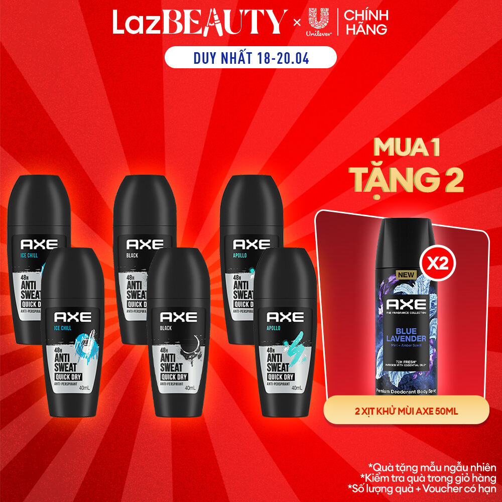Combo 2 lăn khử mùi Axe hương nước hoa Black 40ml hương phóng khoáng lịch lãm ngăn mùi 48 giờ