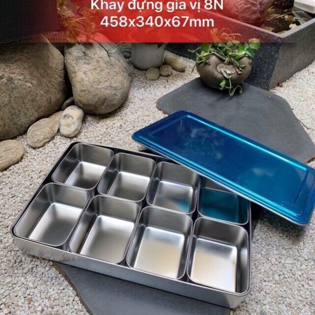 Bộ khay đựng topping inox cao cấp 6 khay ,8 khay