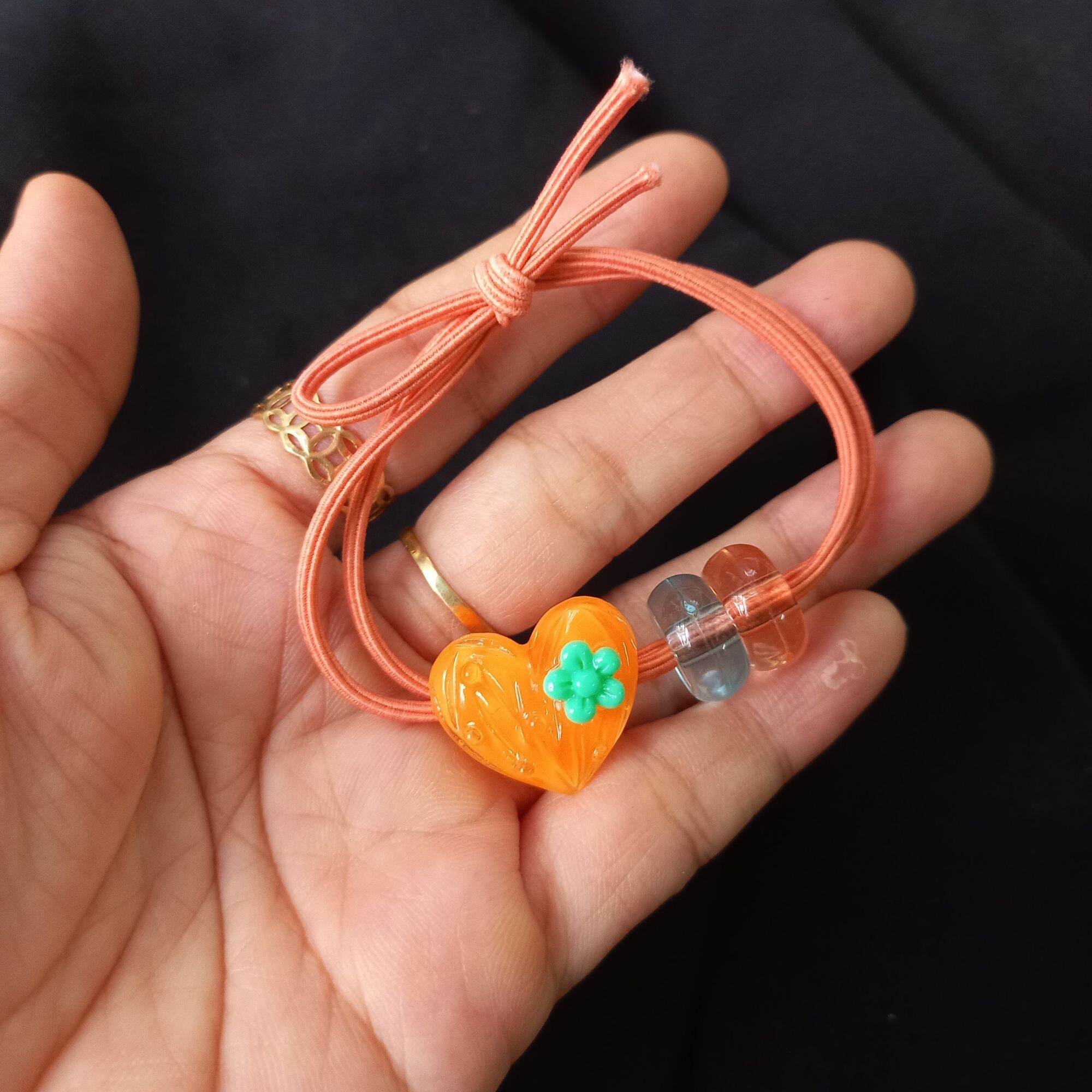 Dây cột tóc trái tim hoa dễ thương 03 (được chọn màu)