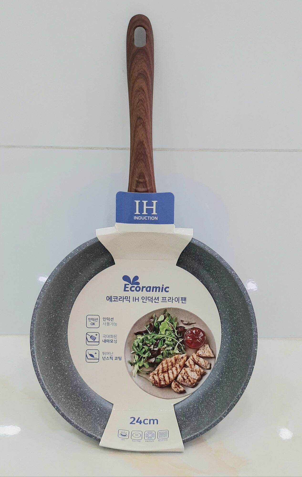 Chảo đúc cạn vân đá đáy từ ECORAMIC 20cm, 24cm, 26cm, 28cm