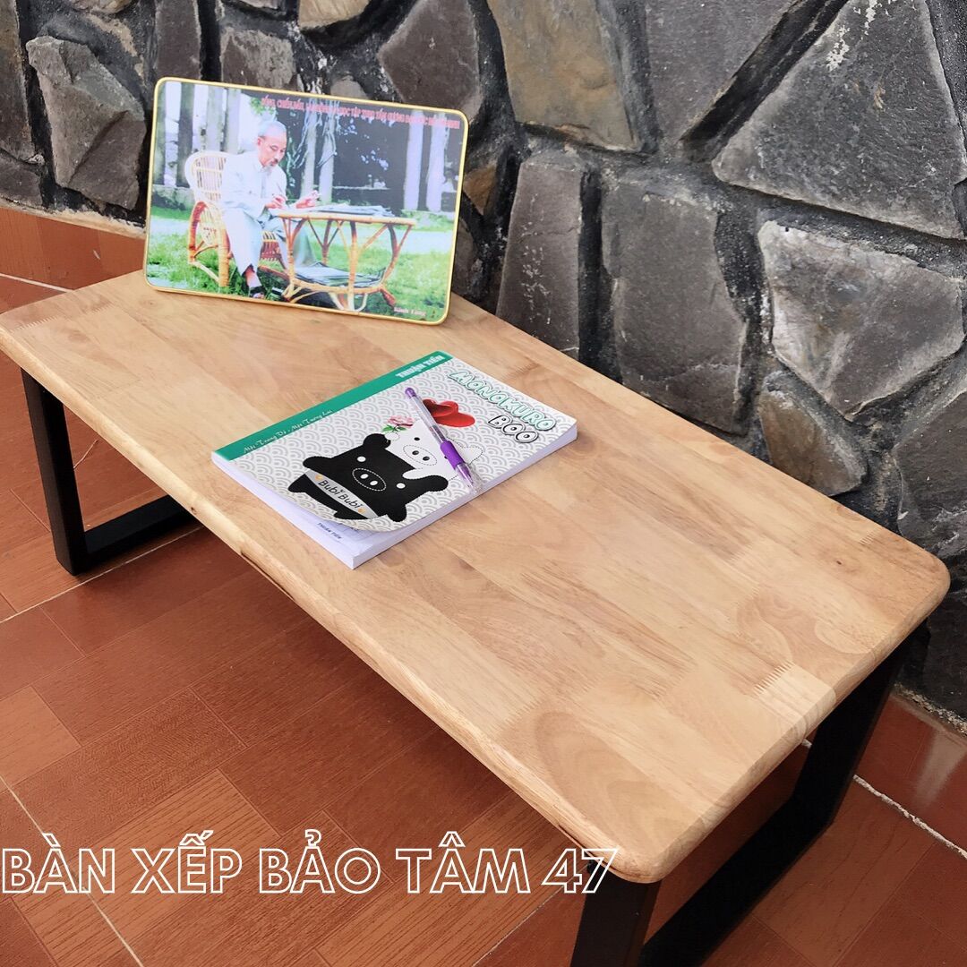 Bàn Gỗ ngồi bệt chân sắt ( R:40cm,D:80cm,C:32cm)