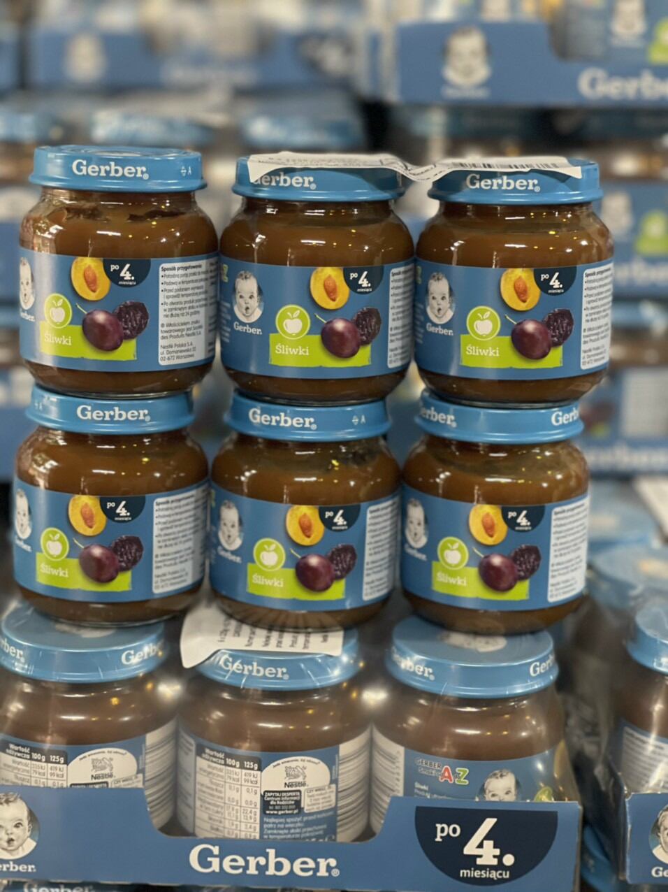 Mận đen nghiền Gerber Nga chống táo bón hũ  125g cho bé từ 4 tháng tuổi