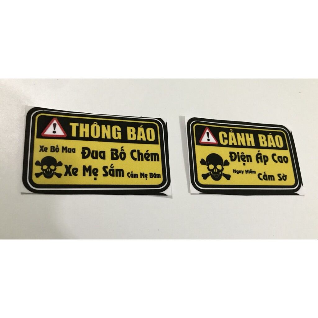 Tem cảnh báo dán xe máy (loại 3 lớp chống nước)-