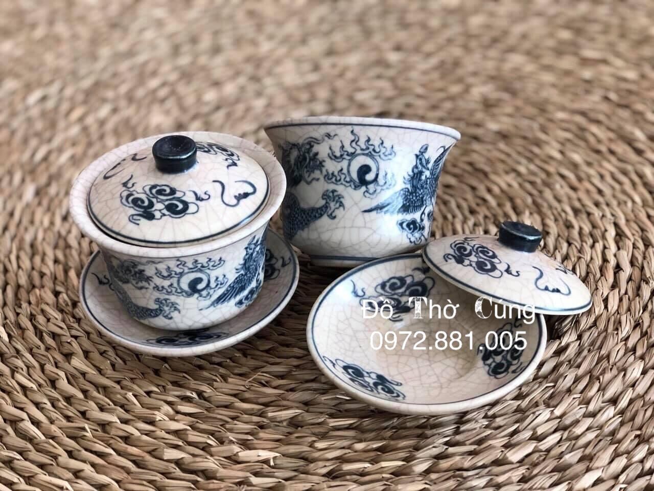 Bát trà sâm uống trà Men Rạn Đen