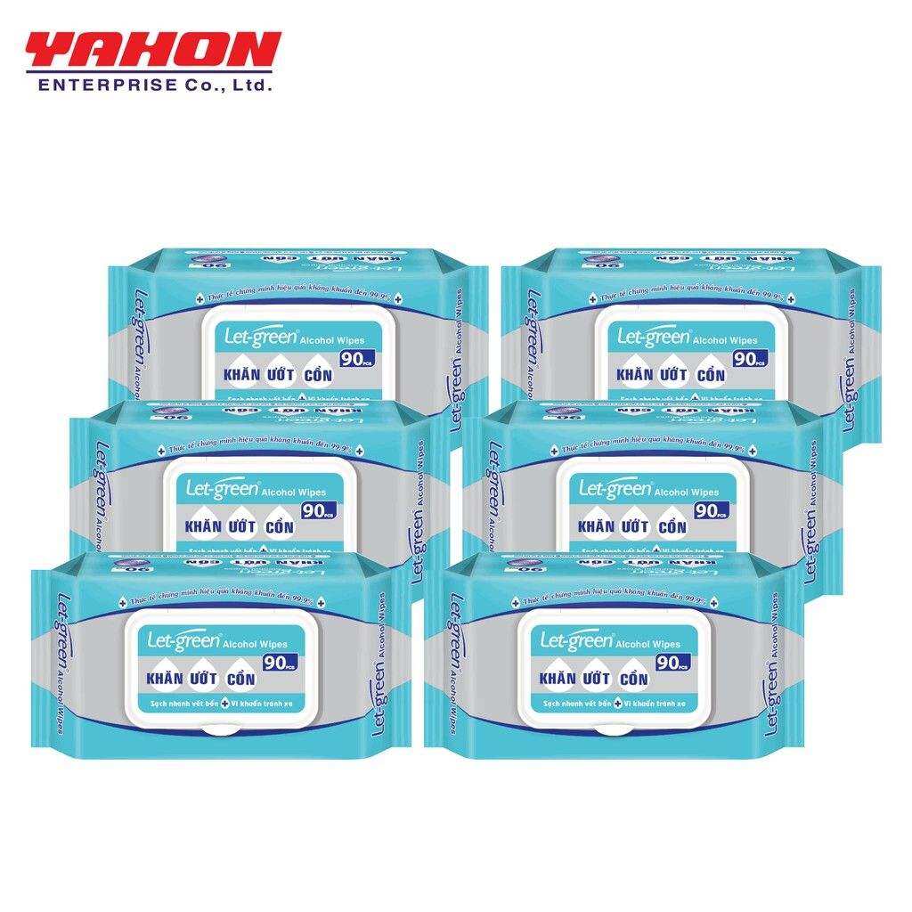 Combo 6 khăn ướt cồn let Green 90 miếng.