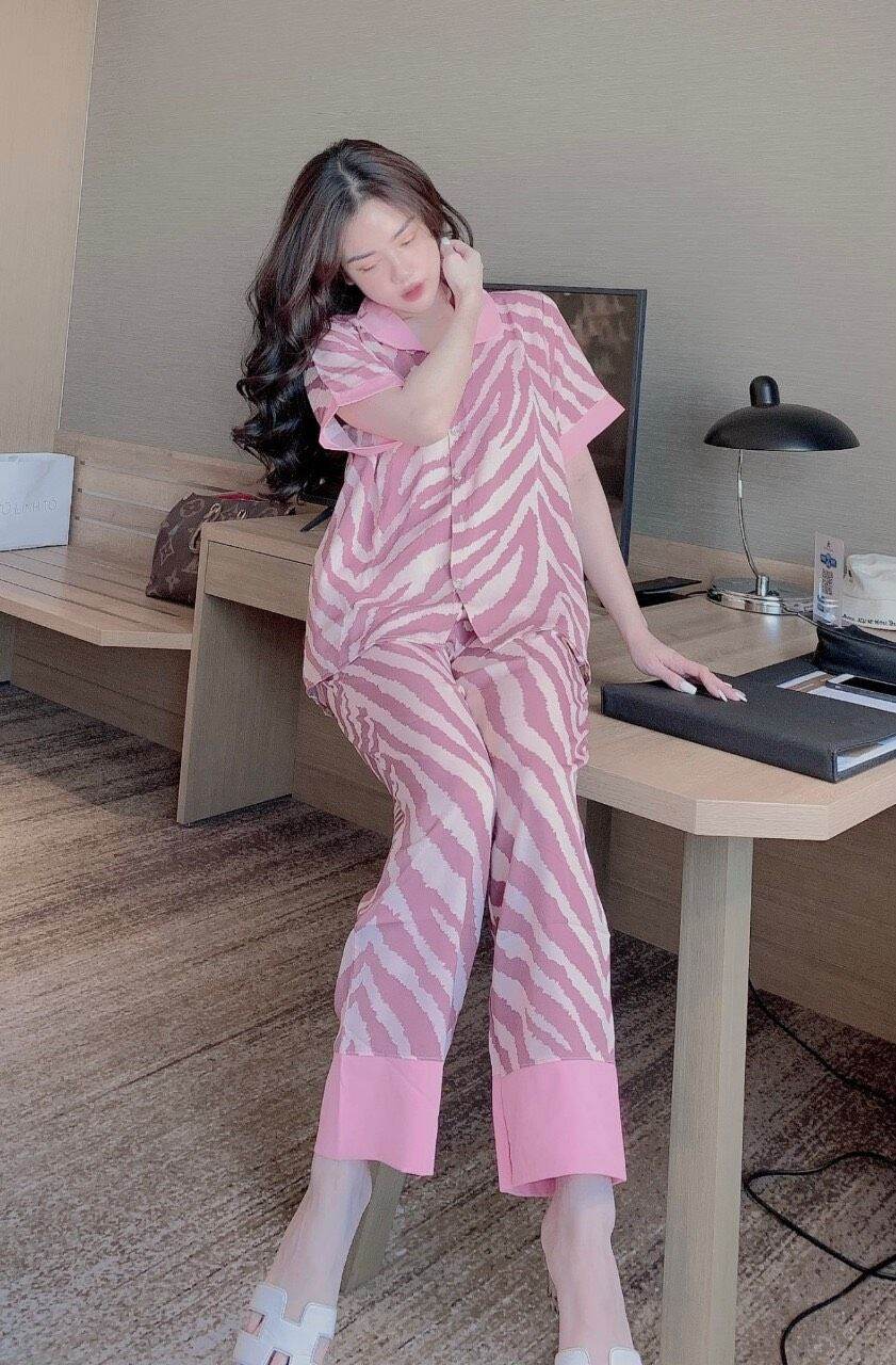 Đồ bộ dài pyjama cộc tay vải mango siêu mịn mát