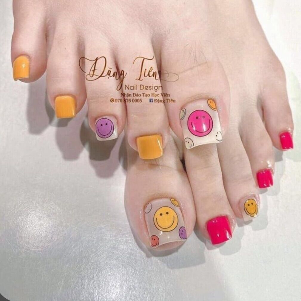 Nailbox Bộ 24 móng úp chân/ móng chân giả giá rẻ phối màu nổi