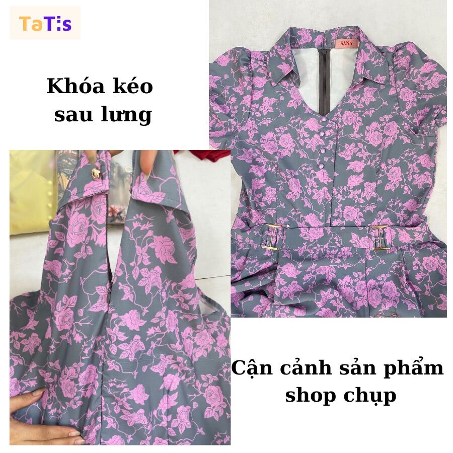 Đầm Trung Niên Thiết Kế Cao Cấp Cho Mẹ Dự Tiệc, Váy Nữ TATIS Tay Ngắn Sang Trọng, Áo Đầm Phụ Nữ Dáng Dài Size Đại.