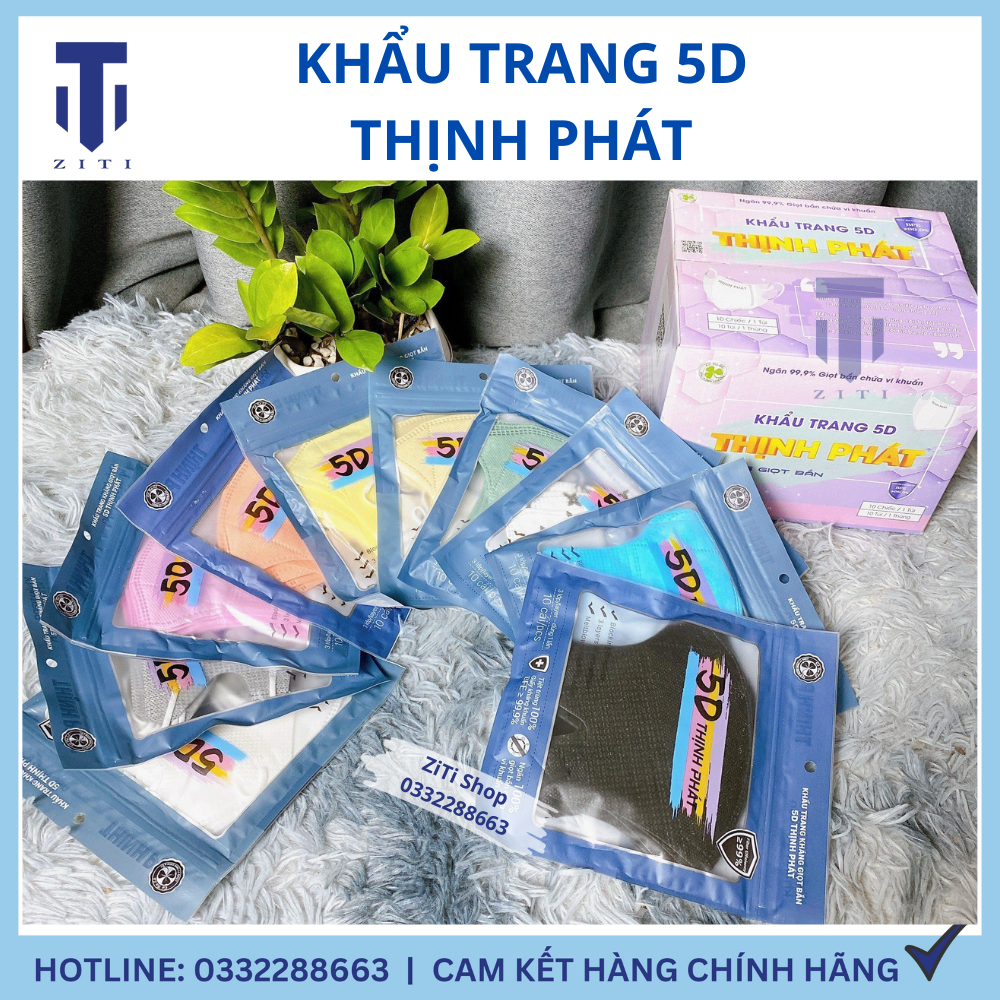 Thùng Khẩu Trang 100 Chiếc THỊNH PHÁT 5D Mask Túi Zip 3 Lớp Vải Không Dệt