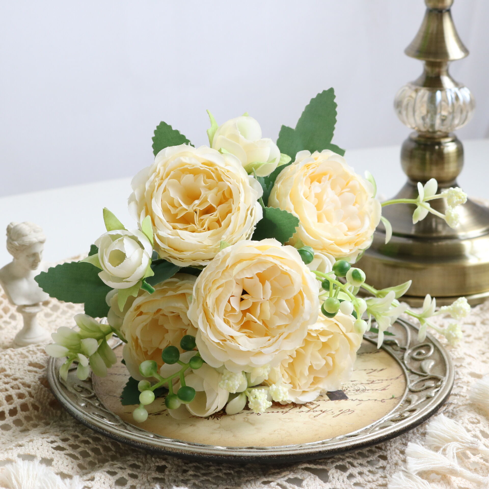 Rose Silk Flower Bouquet Korean Style Home Decor Wedding Decoration Flower Artificial Hydrangea Simple Style Universal Placement