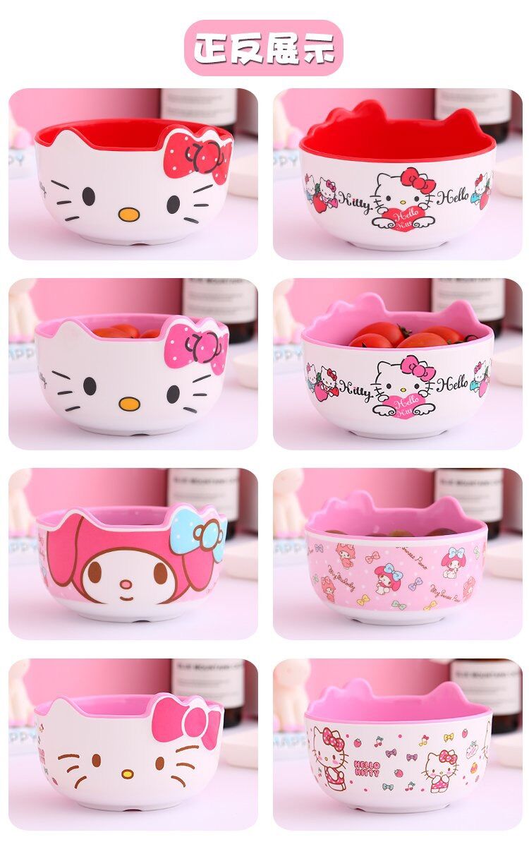 Chén nhựa giả sứ 3D Hello Kitty