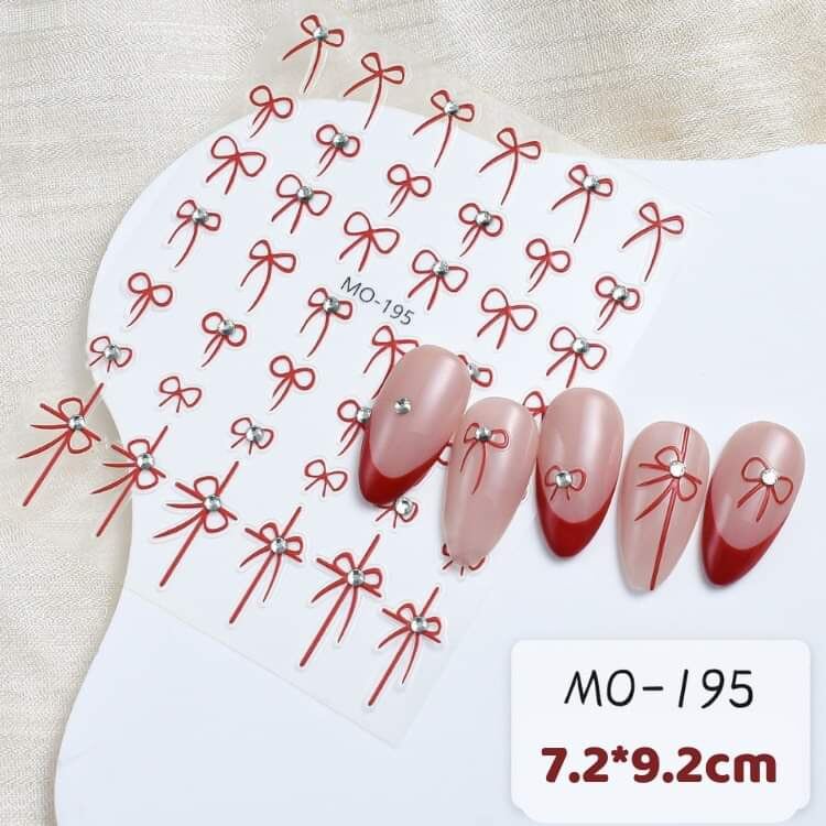 Sticker nơ lụa đính đá tomoni cao cấp dán móng siêu xinh