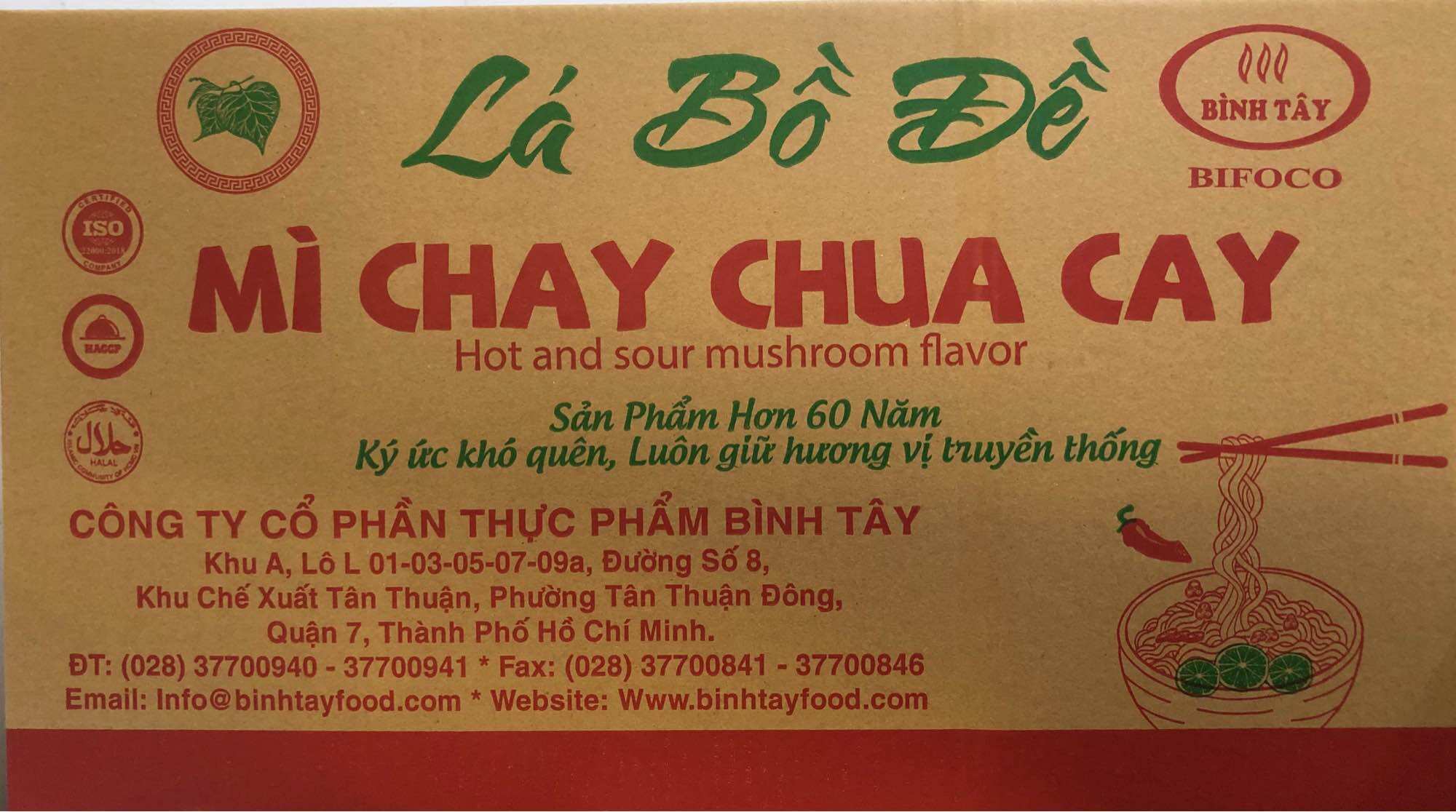 Mì Chay Lá Bồ Đề Chua Cay Túi 65g