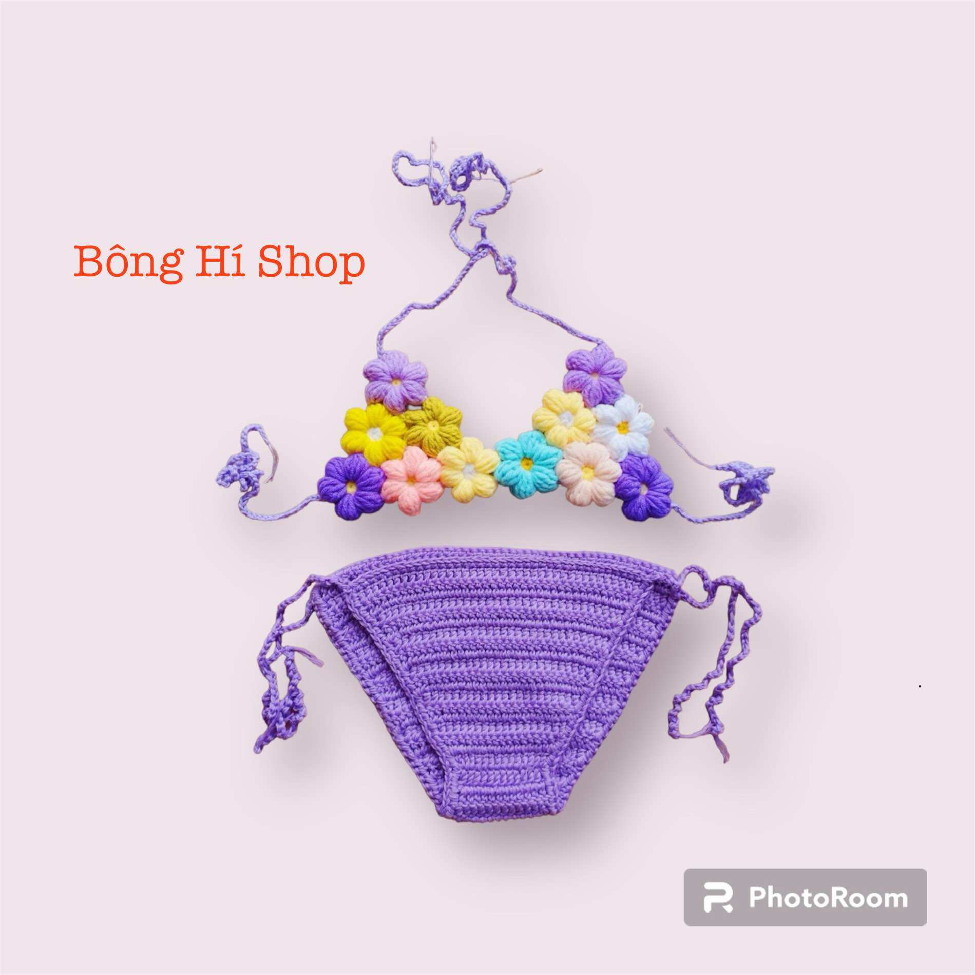 Đồ Bơi Len Hoa 2 Mảnh Bé Gái |Bikini Len Cho Bé