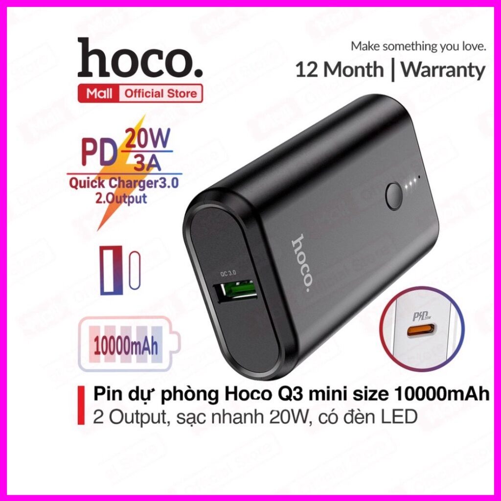 Sạc dự phòng siêu mini sạc nhanh 20w HOCO Q3