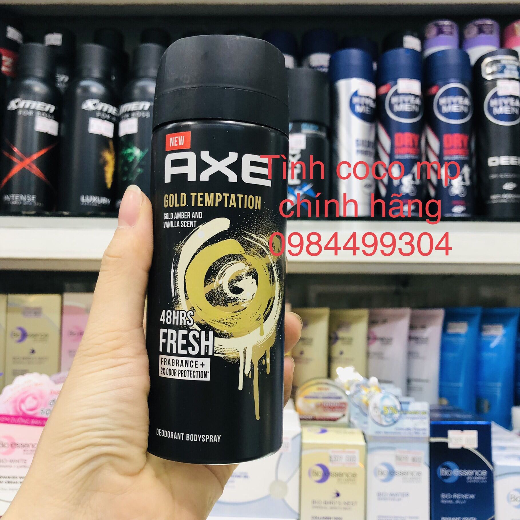 Xịt khử mùi AXE Gold Temptation,xịt ngăn mùi nam giới,hương nước hoa