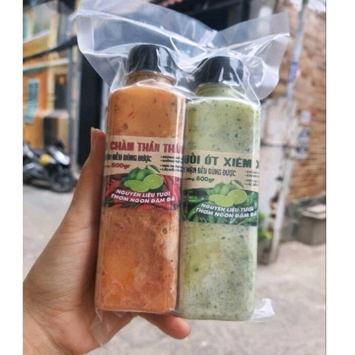 69k Set 2 Chai Nước  Chấm Thần Thánh Xanh Đỏ 700gr