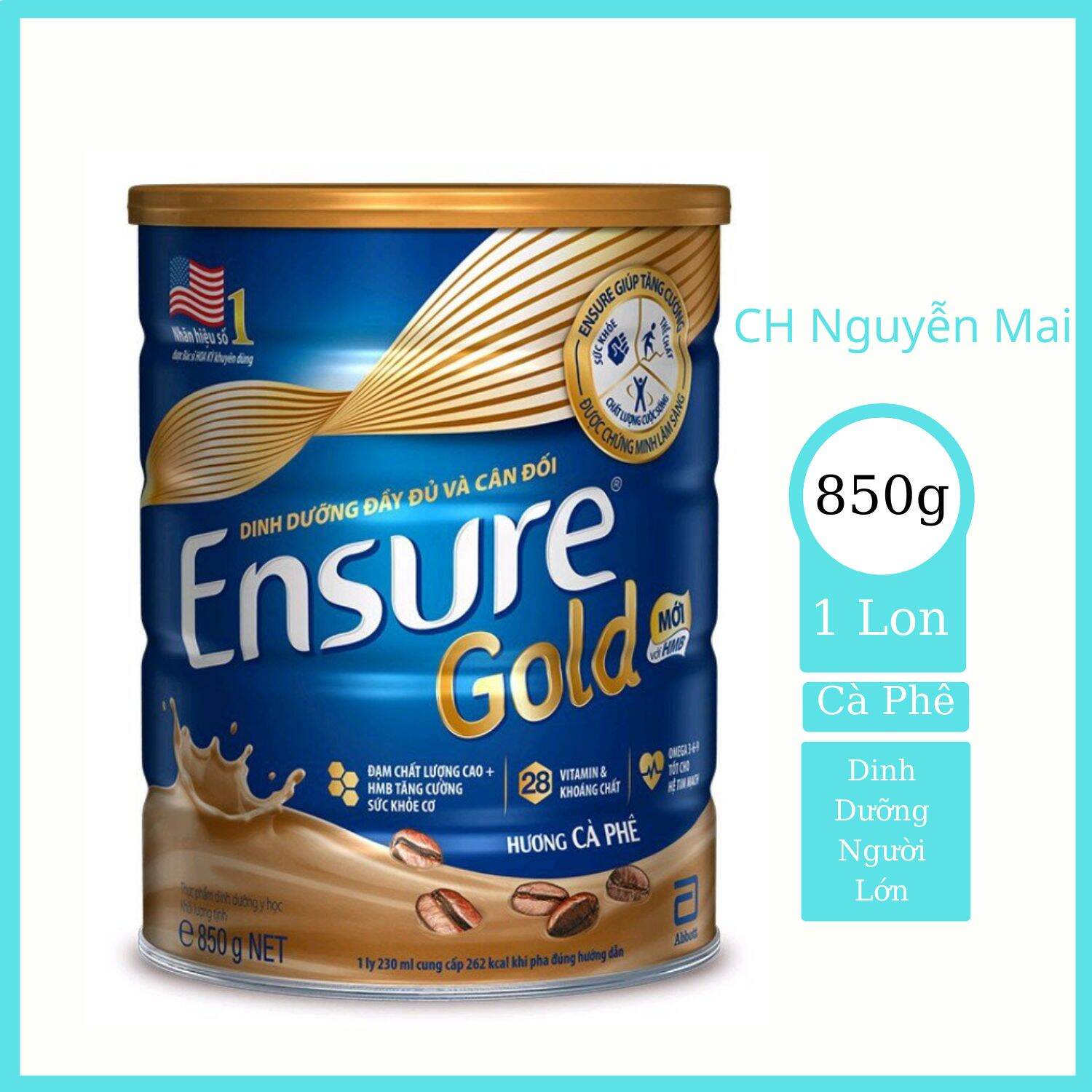 Sữa Bột Ensure Gold Hương Cà Phê 850g [Date Mới]