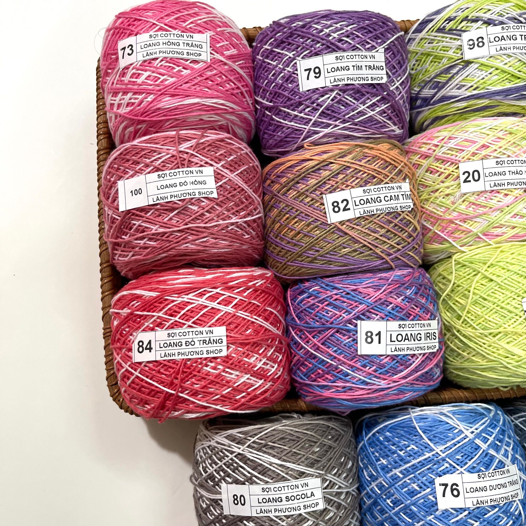 Sợi Cotton Việt Nam Màu Loang 100gr
