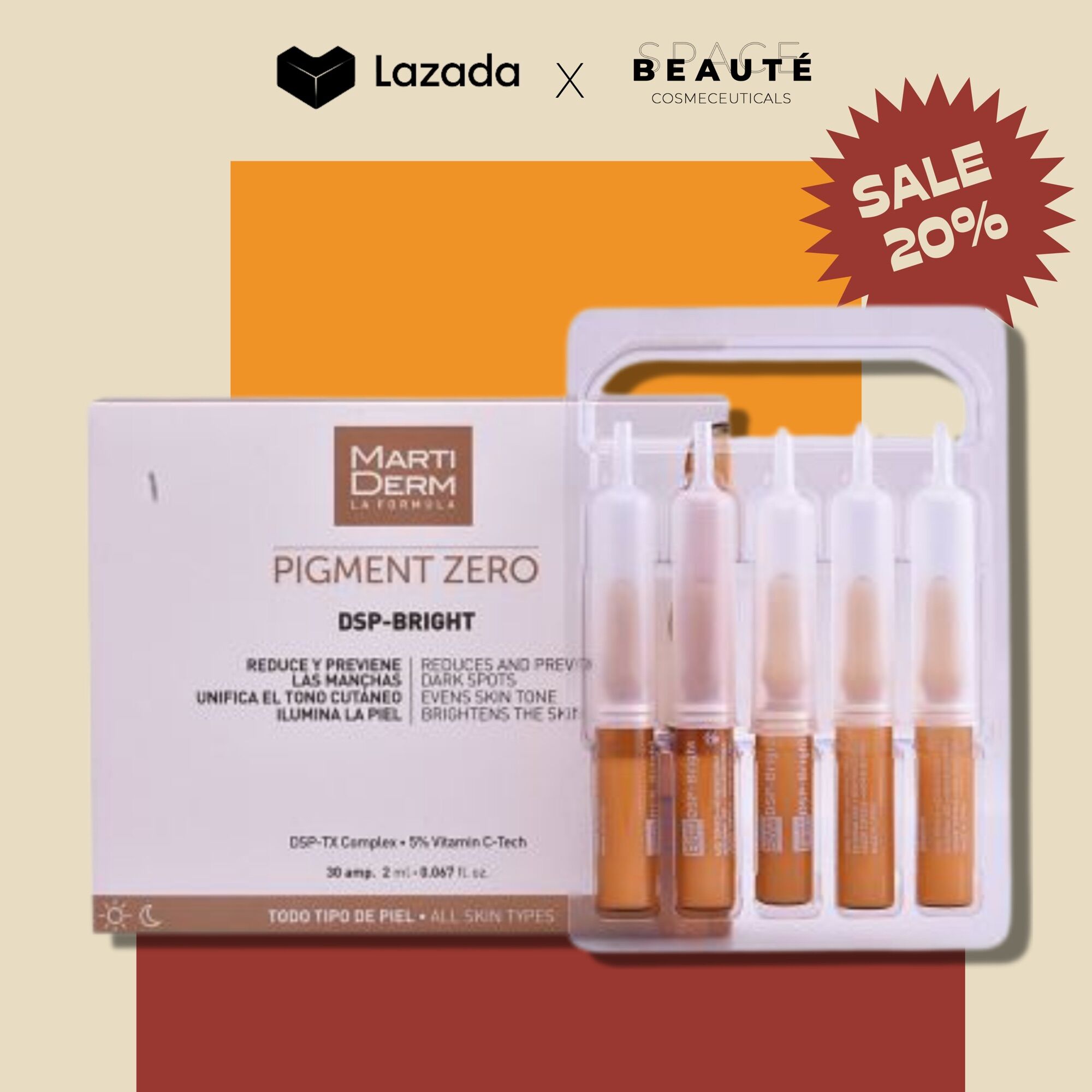 Ampoule dưỡng sáng đều màu da, giảm đốm sắc tố - martiderm pigment zero dsp bright