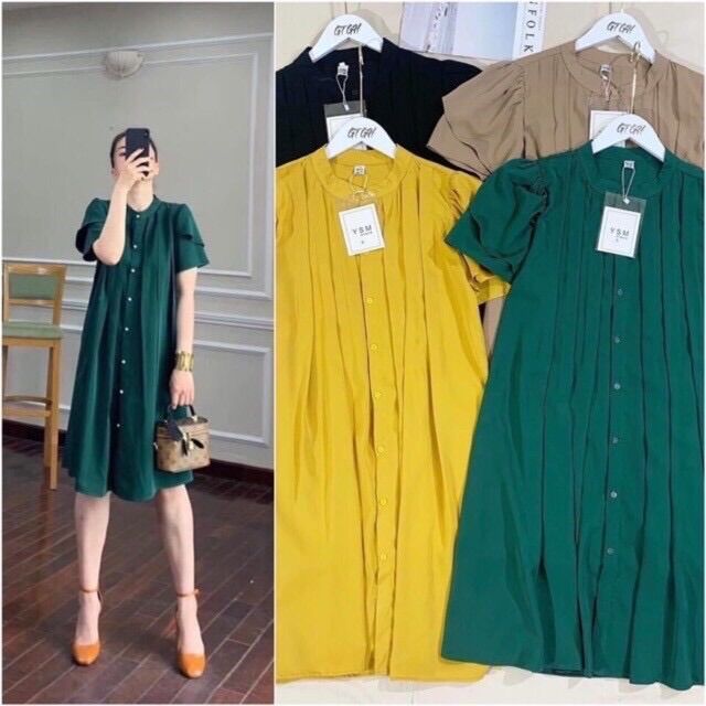 Đầm bầu sơ mi cổ tàu công sở thời trang