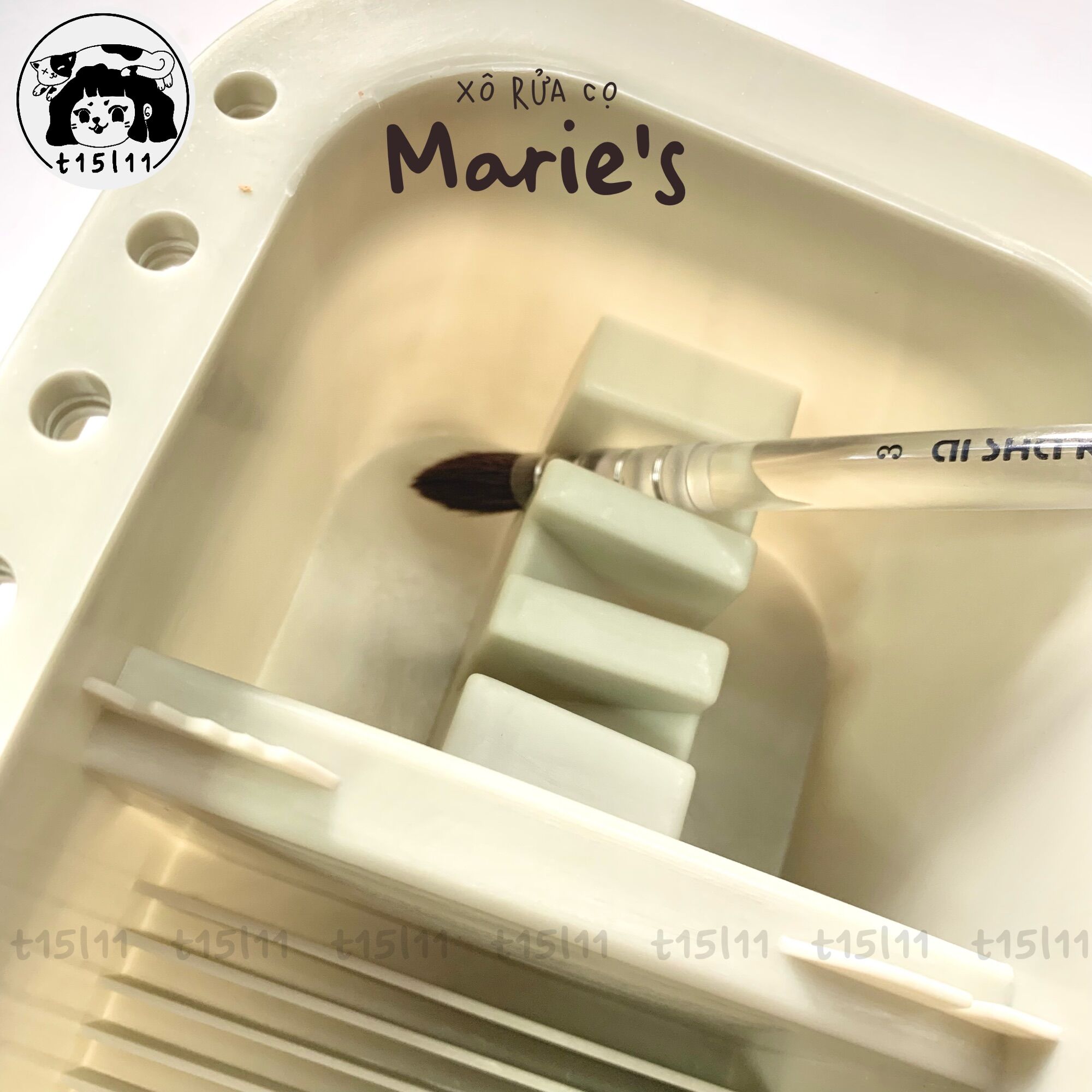 [t15l11] Xô Khay rửa cọ vẽ Marie’s đa năng