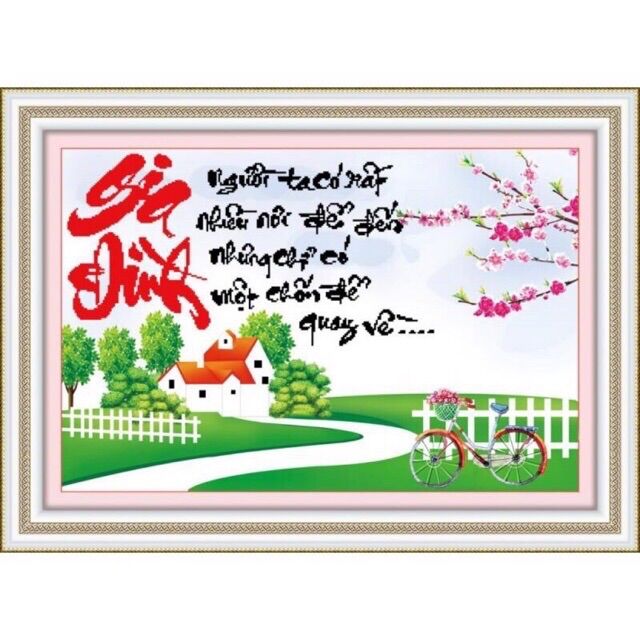 Tranh thêu chữ thập gia đình 222645 kt 64x46cm