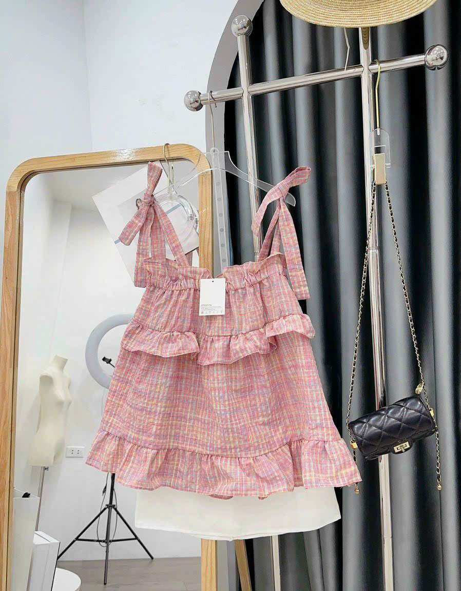 (Video thật) Áo Babydoll Hai Dây Tầng Cột Sọc