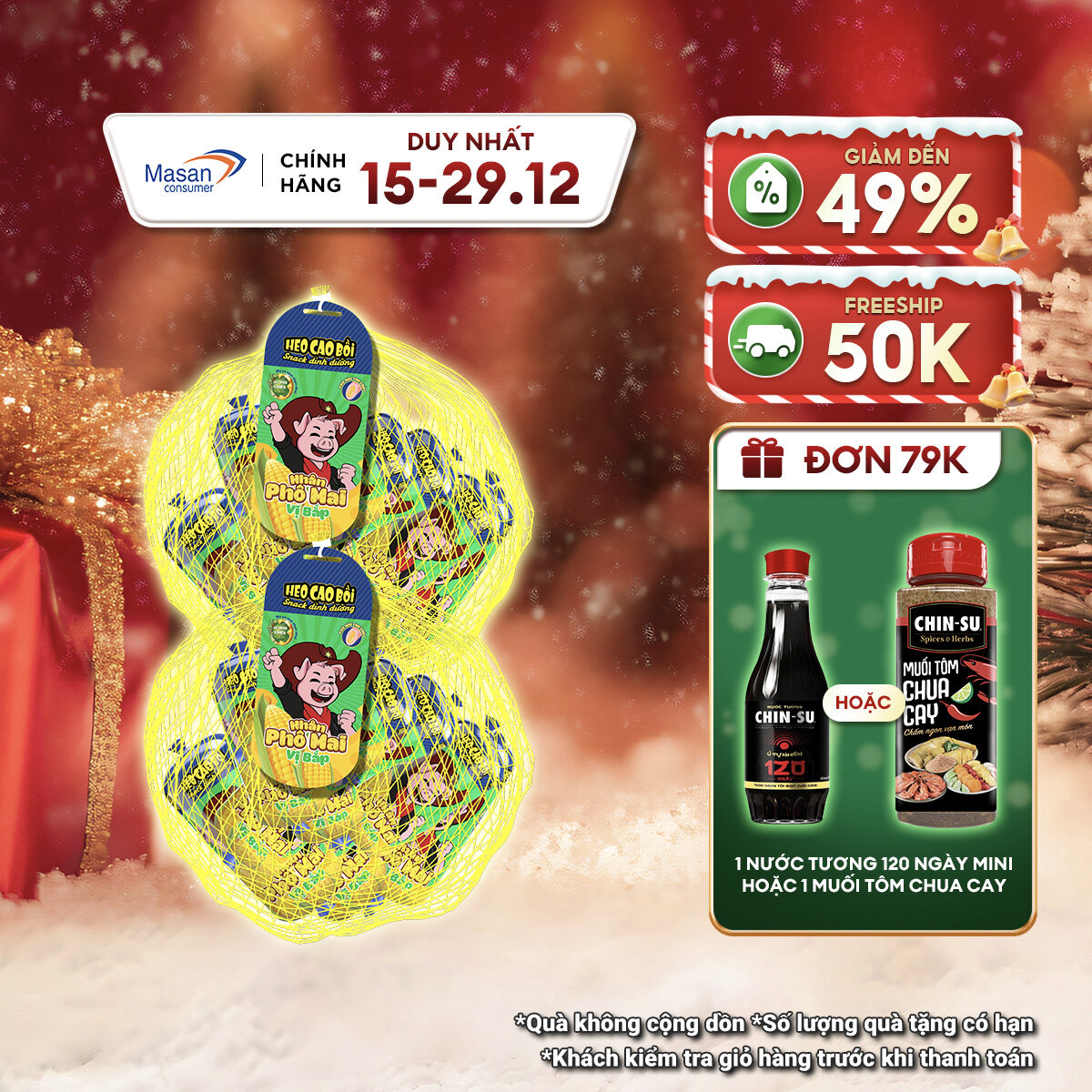   15.12-29.12 Voucher 18% CHO ĐƠN TỪ 199K  Chọn loại  Túi Xúc Xích Tiệt Trùng Heo Cao Bồi Nhân Phô Mai Túi X 32Gr 