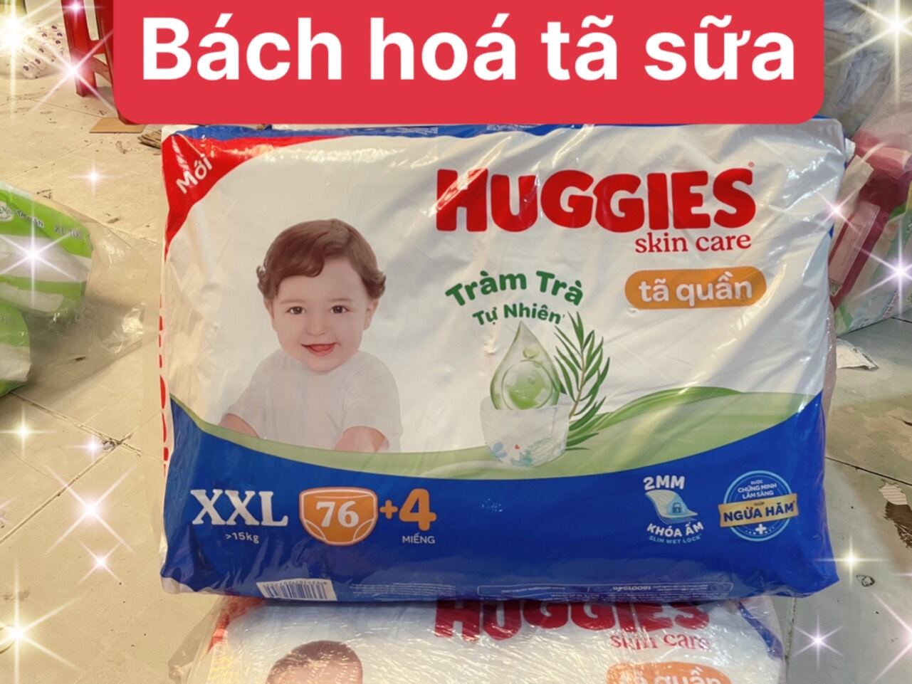 Tã huggies skin care xxl 76 + 4 miếng/gói