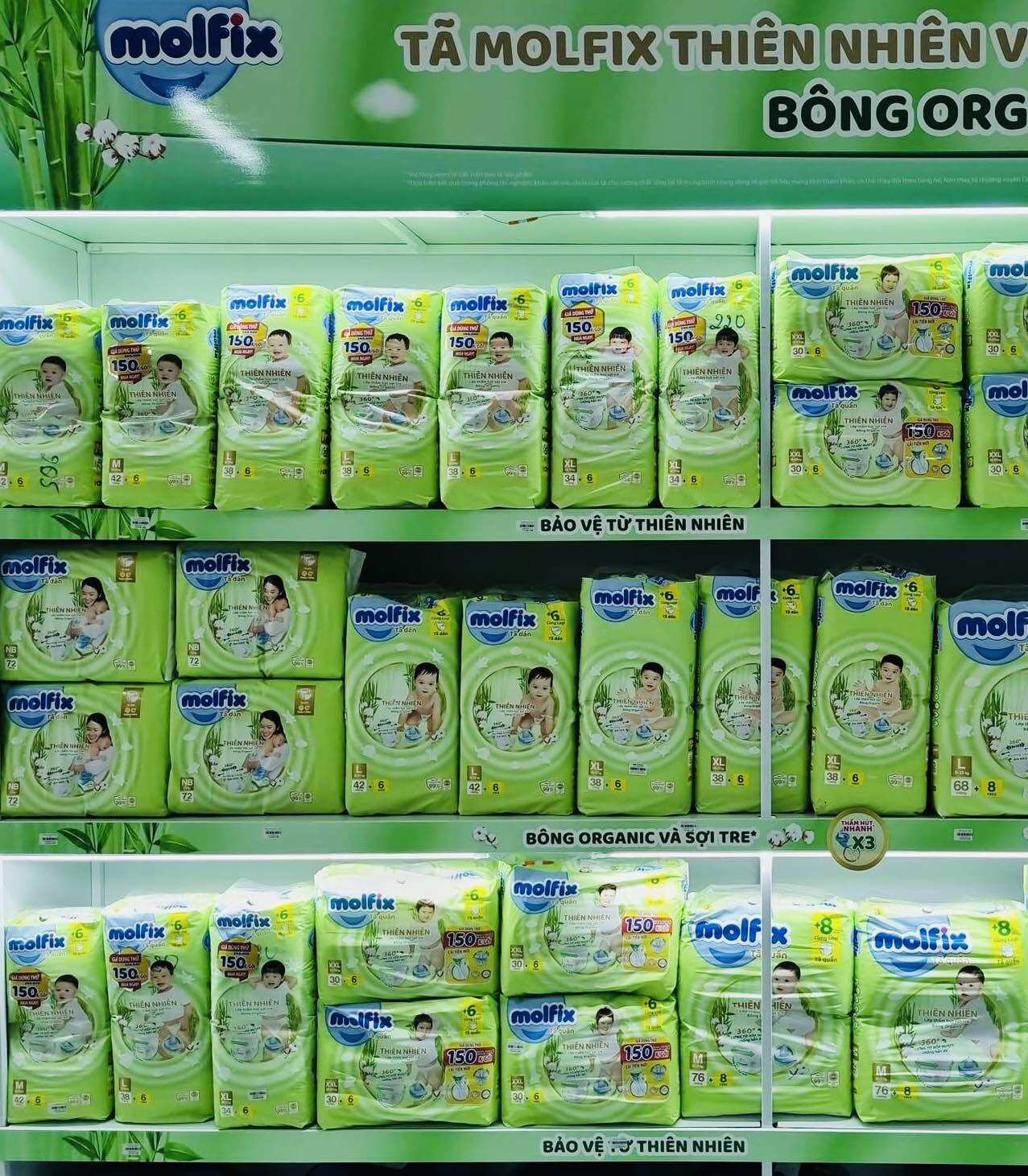 Tã Dán Sơ Sinh Molfix Thiên Nhiên XS70+6