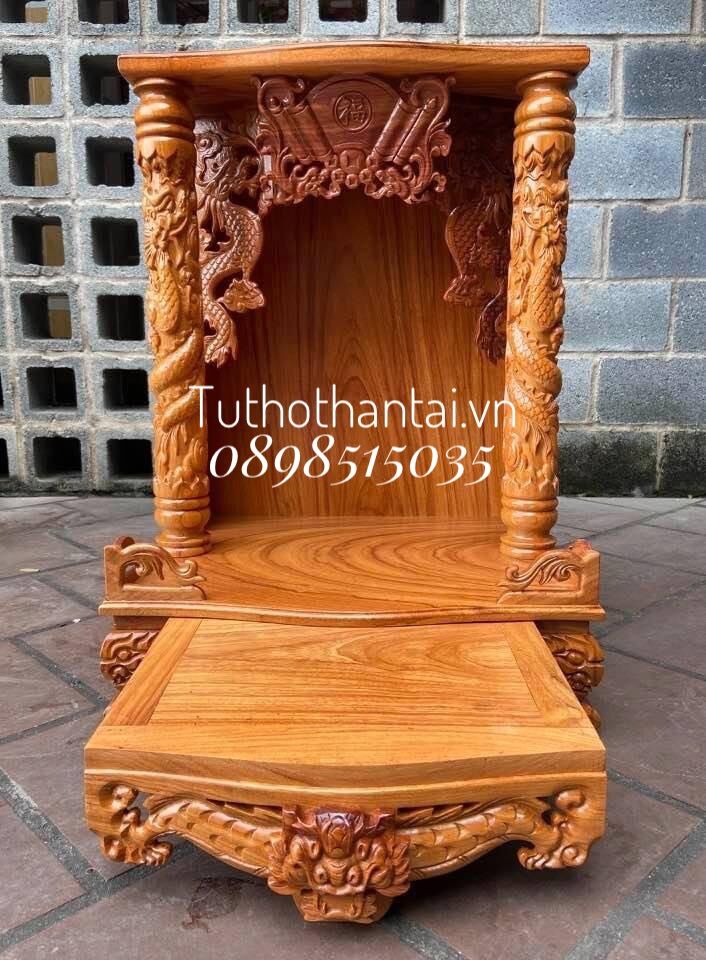 Bàn thờ thần tài ông địa gỗ gõ đỏ 60 x 81cm ( Hàng Đẹp )