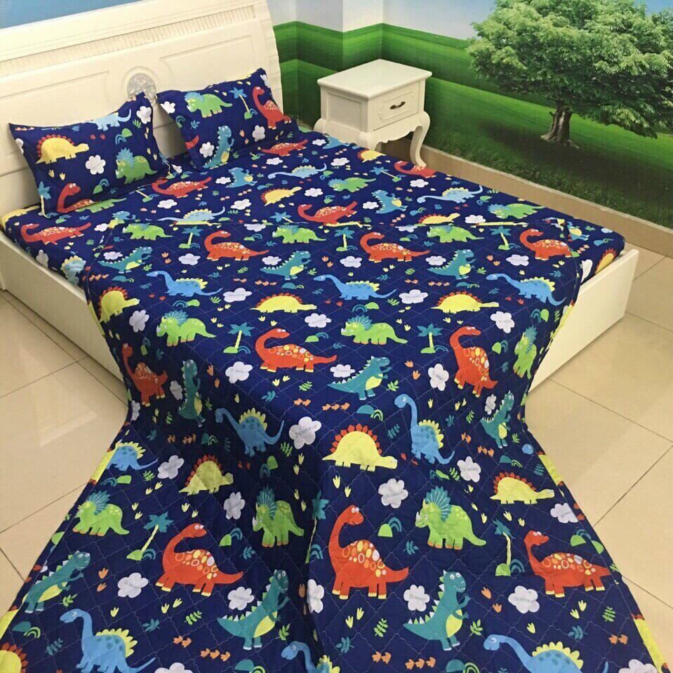 (com bo giá rẻ) chăn ga gối sét 5 món cotton poly mẫu mới gồm( 1 chăn hè trần bông+1 ga chun+2 vỏ gối+1 vỏ gối ôm)