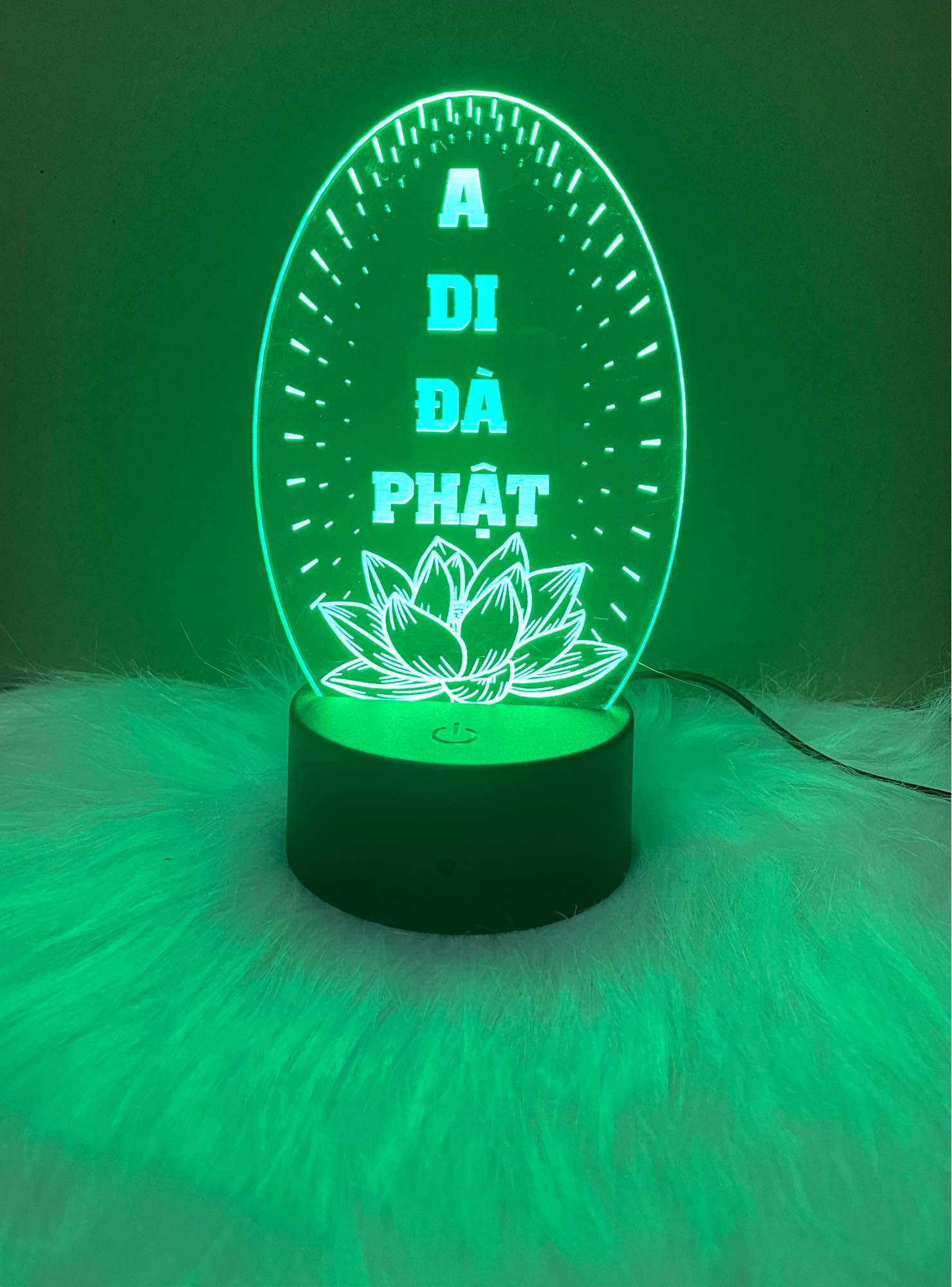 Đèn led 3d 16 màu đèn led khắc chữ A Di Đà Phật
