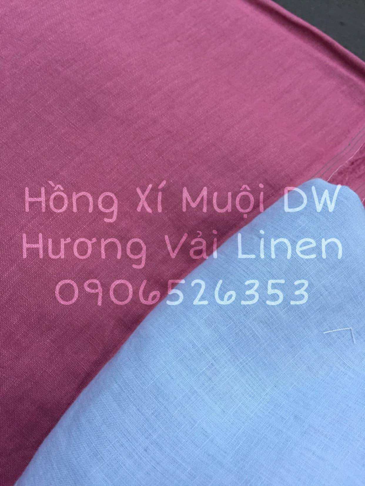 Vải linen tưng dầy hồng xí muội đã wash cn