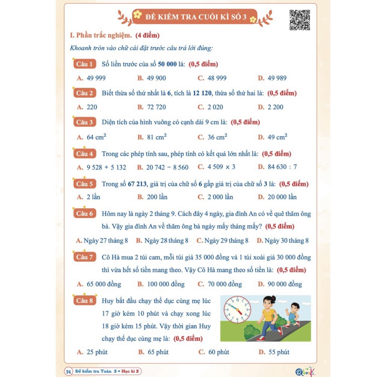 SÁCH - [ Lớp 3 - hk2 ] - Cánh diều - Đề kiểm tra toán 3 hk2