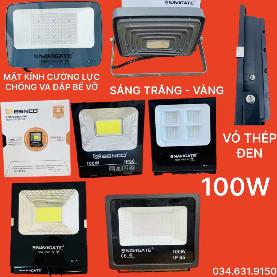 BÓNG ĐÈN PHA LED CÔNG SUẤT 100W ÁNH SÁNG TRẮNG VÀ VÀNG DÙNG CHIẾU SÁNG CỬA HÀNG , SÂN VƯỜN CÔNG TRÌNH ...