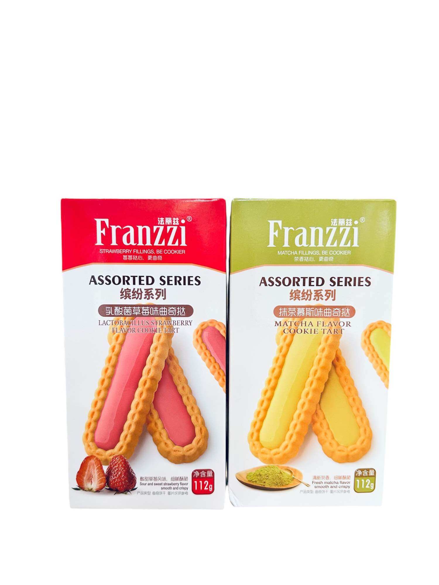 Franzzi Bánh Quy nhân kem nhập khẩu gói 112g, gồm 2 vị (Matcha & Dâu)
