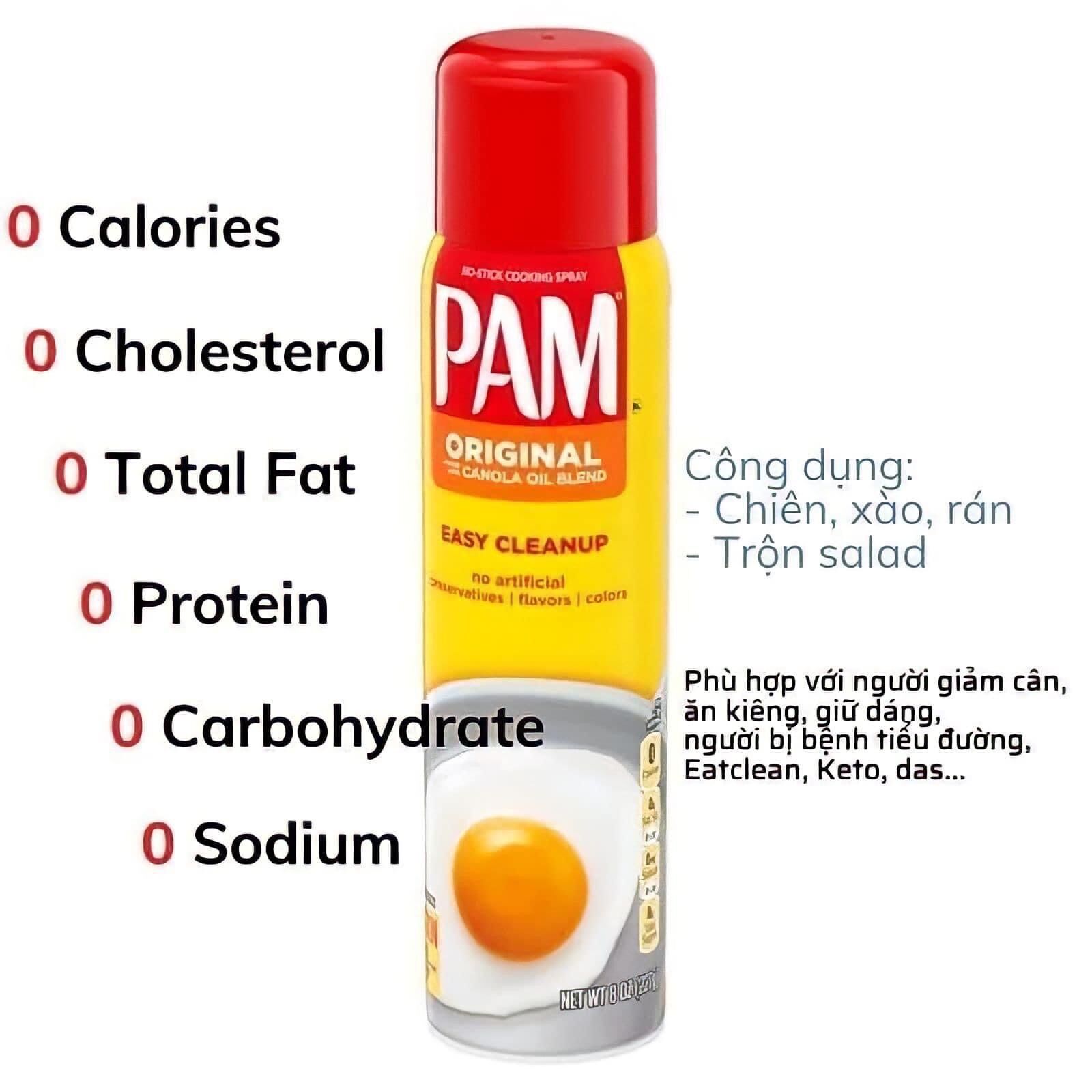 (U.S.A)Dầu Ăn Kiêng 0 Calo Dạng Xịt Pam Original 340g