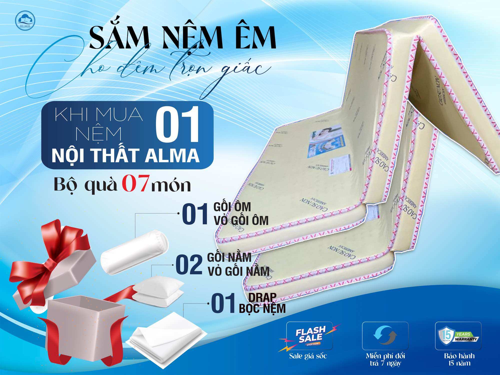 Nệm Gấp 3 Cao Su Non american cao cấp