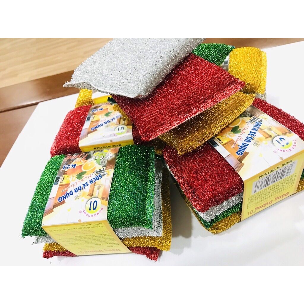 Sỉ _ 60 Miếng Rửa Chén Kim Tuyến (Loại tốt, Hình thật)