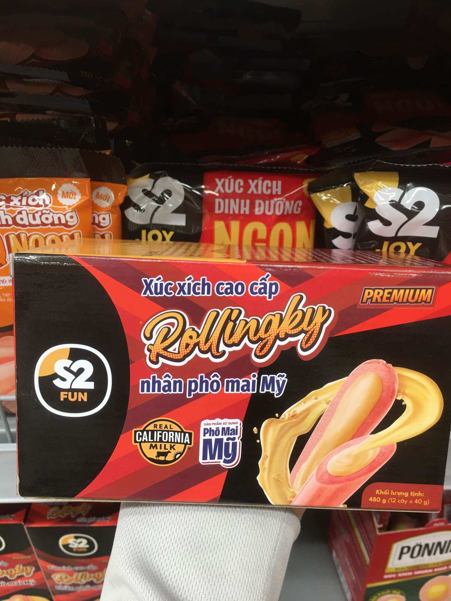 Xúc Xích Nhân Phô Mai Mỹ S2 Fun Rollingky (Hộp 12 Cây)