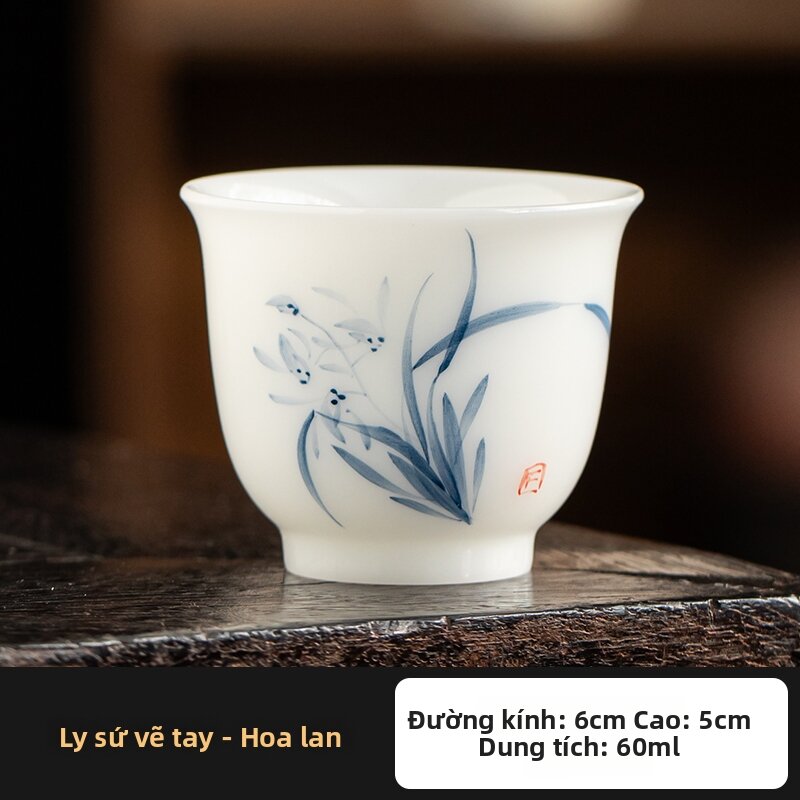 Hand-painted Traditional Chinese White Porcelain Cup - 8